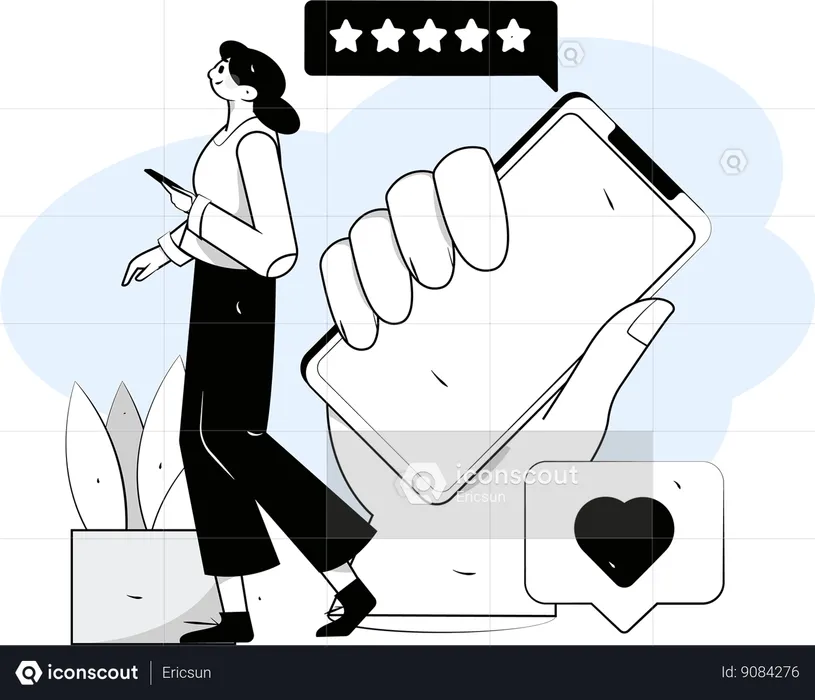 Girl receives social media feedback  Illustration