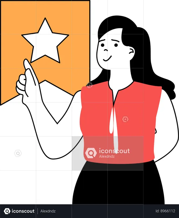 Girl receives star badge  Illustration