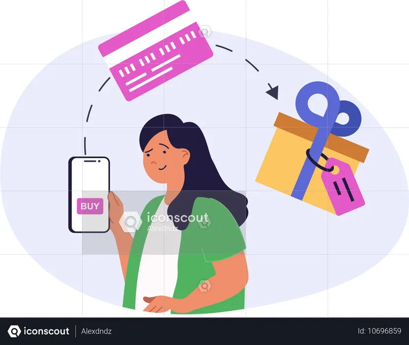 Girl receiving online payment reward  Illustration