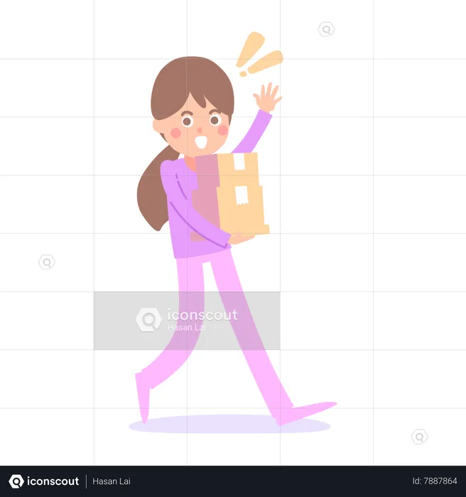 Girl receiving package delivery  Illustration