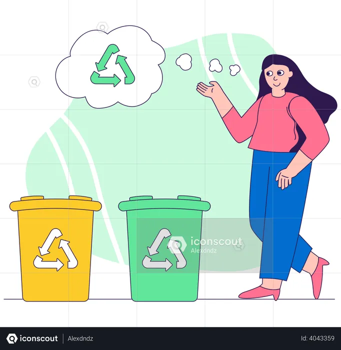 Girl recycling waste  Illustration