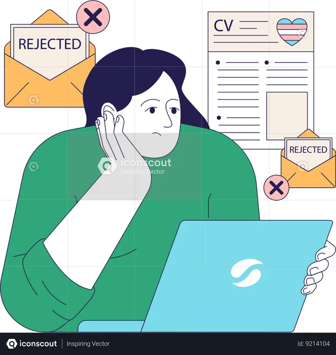 Girl rejected for job  Illustration