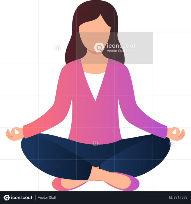 Girl relaxing by meditating  Illustration