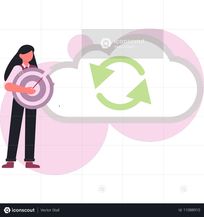 Girl replying cloud data  Illustration