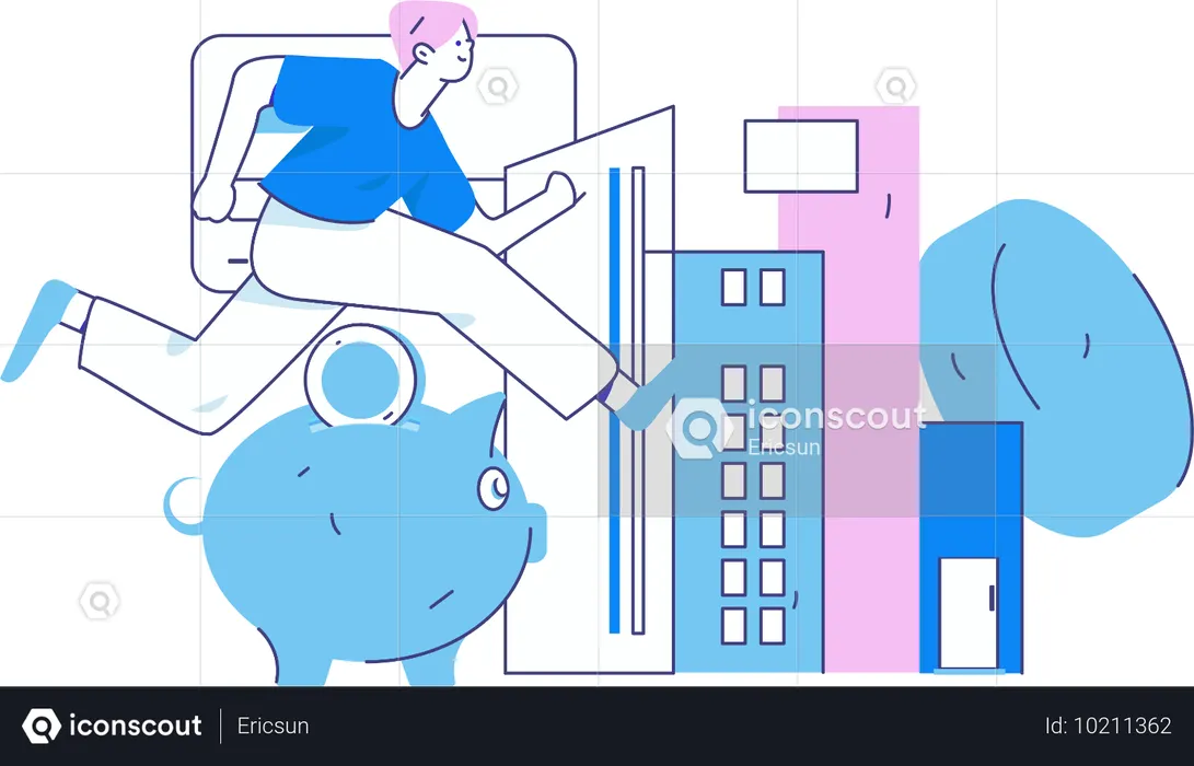 Girl research on property  Illustration