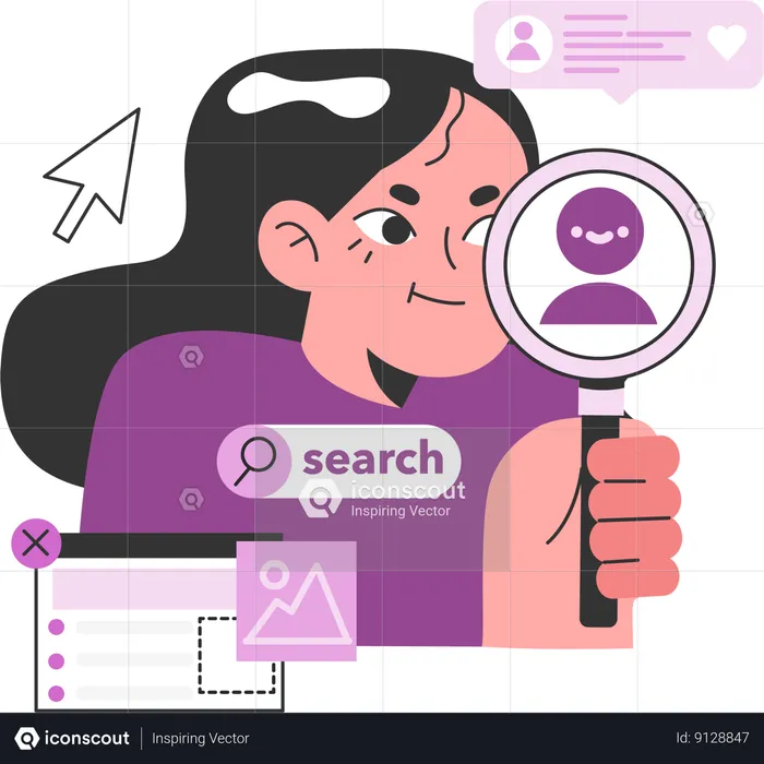 Girl research on user  Illustration
