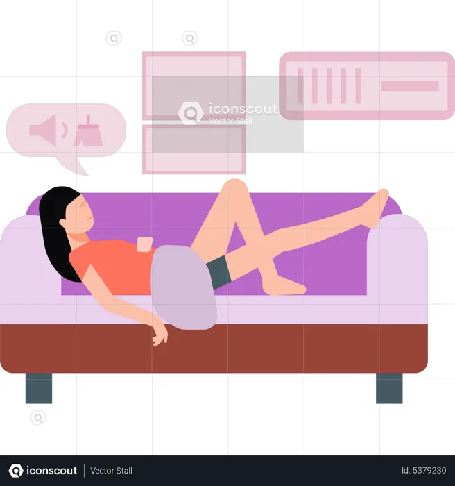 Girl resting on the couch  Illustration