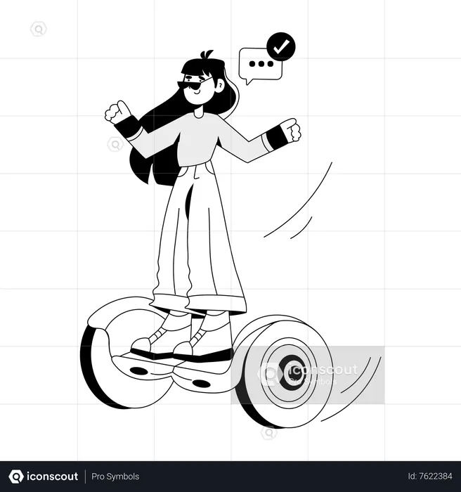 Girl ride on Hoverboard  Illustration