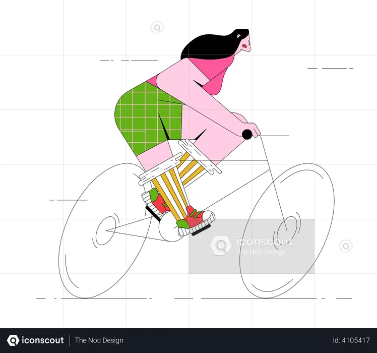 Girl riding Bicycle  Illustration