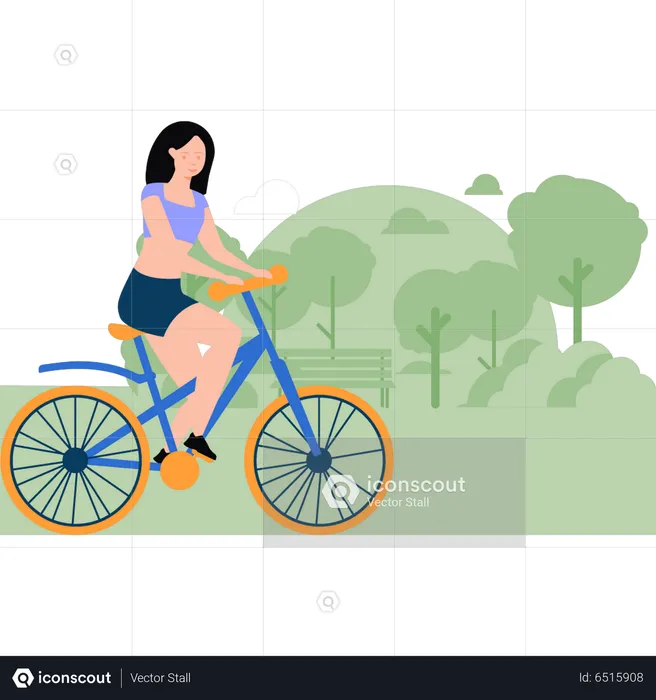 Girl riding bicycle  Illustration