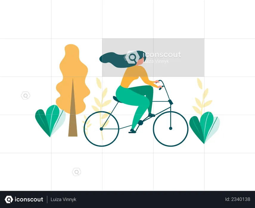 Girl riding bicycle  Illustration