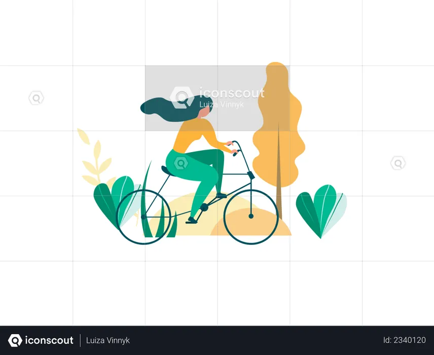 Girl riding bicycle  Illustration