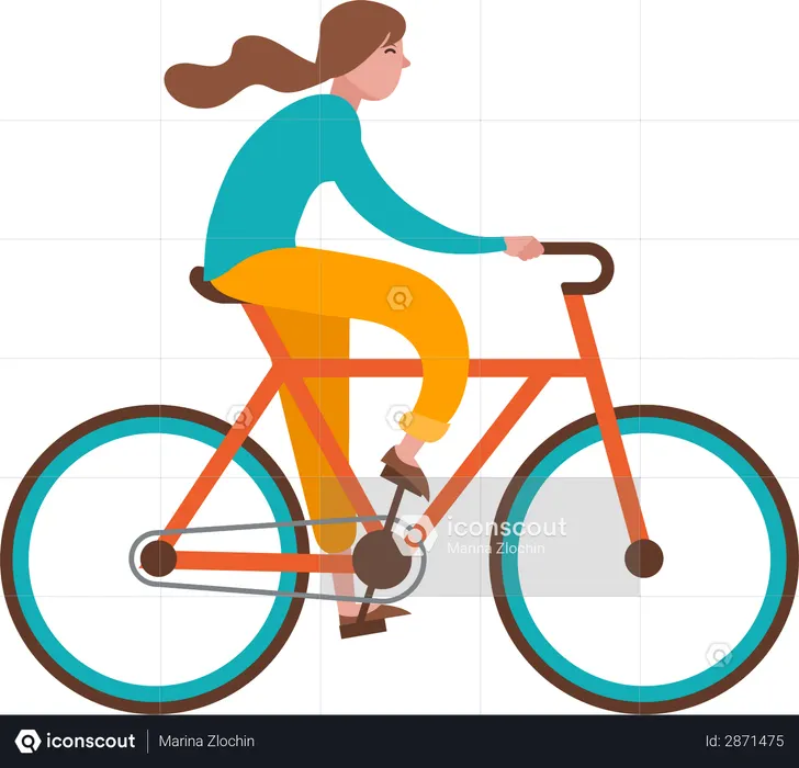 Girl Riding Cycle  Illustration