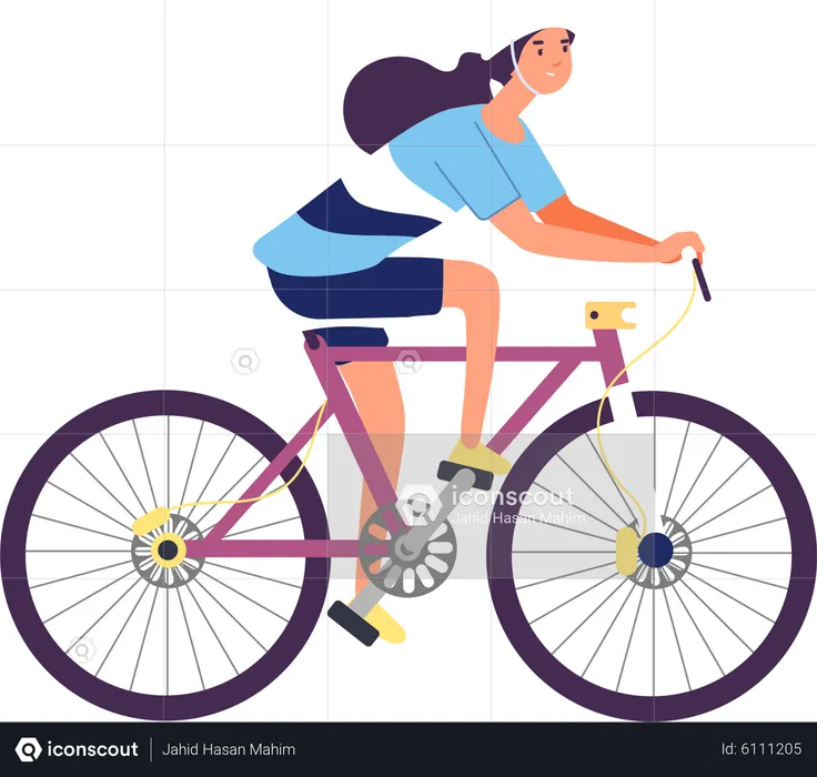 Girl Riding Cycle  Illustration