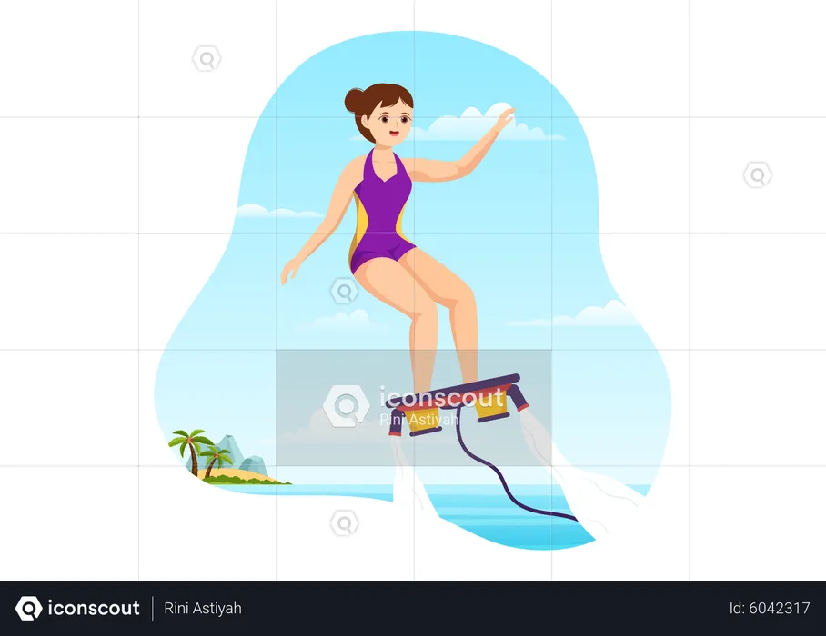 Girl riding flyboard  Illustration