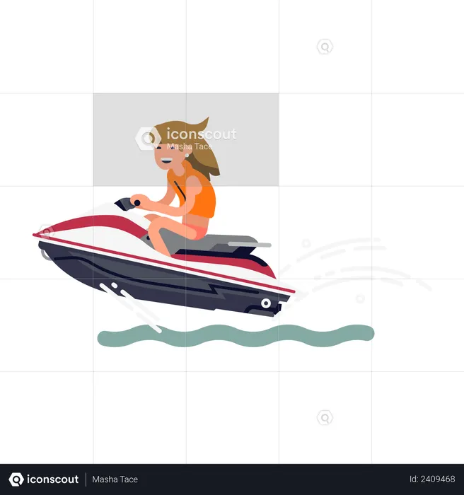 Girl riding jet-ski  Illustration