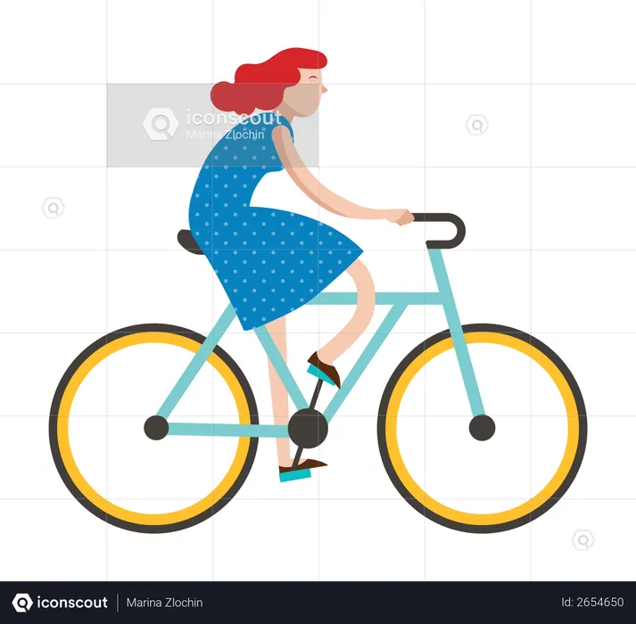 Girl riding on bicycle  Illustration