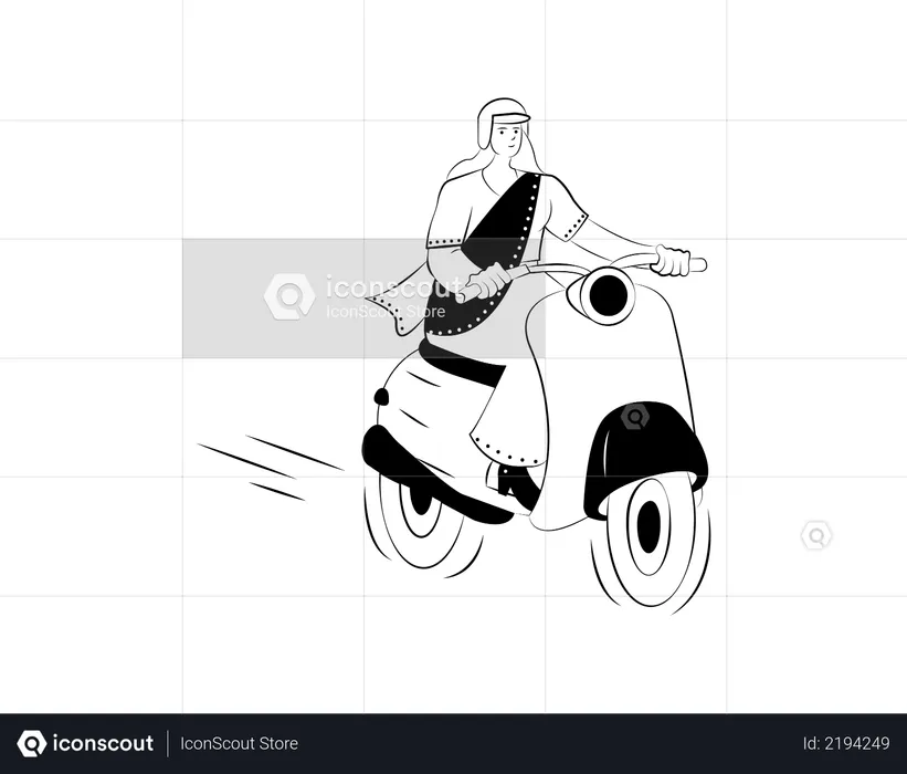 Girl riding scooter  Illustration