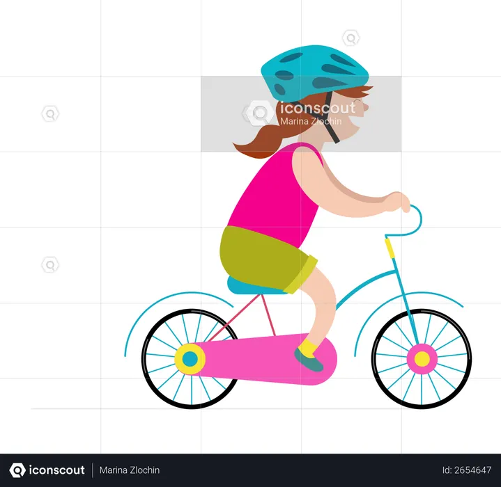 Girl riding small bicycle  Illustration