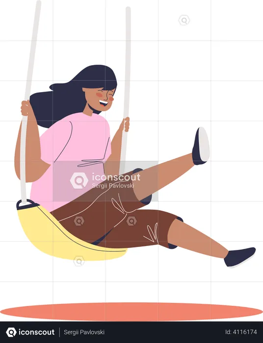 Girl riding swing  Illustration
