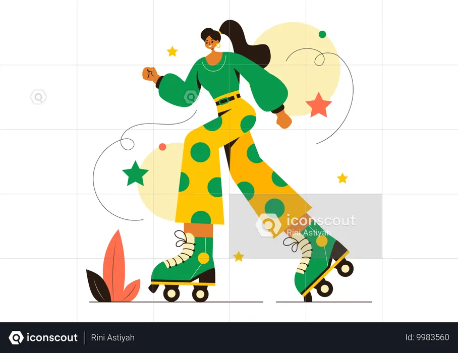 Girl Roller Skating  Illustration