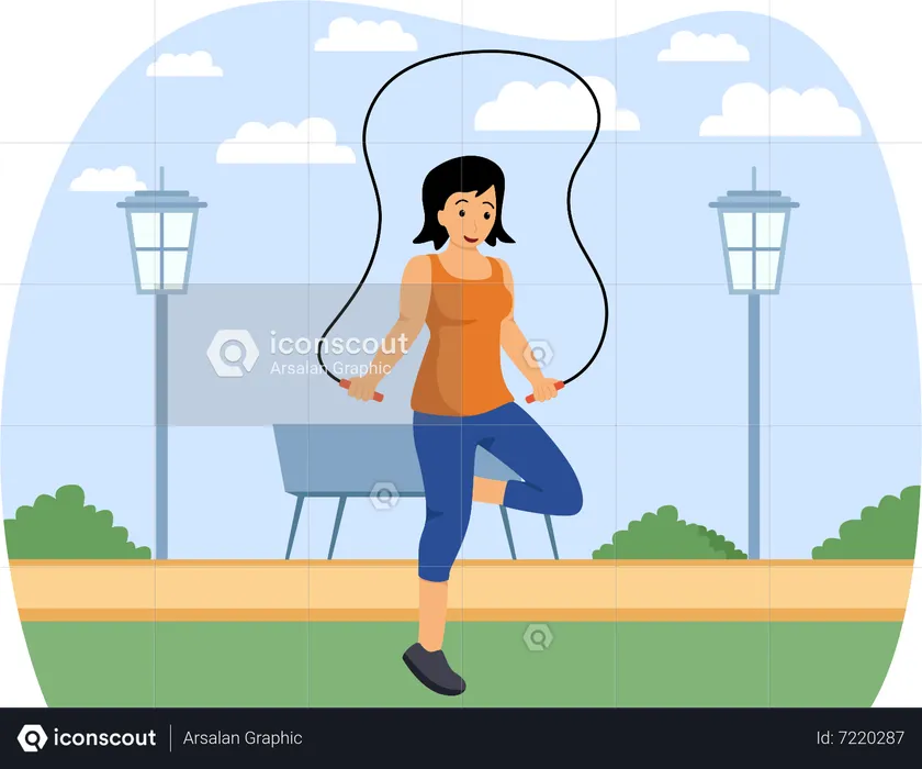 Girl Rope Jumping  Illustration