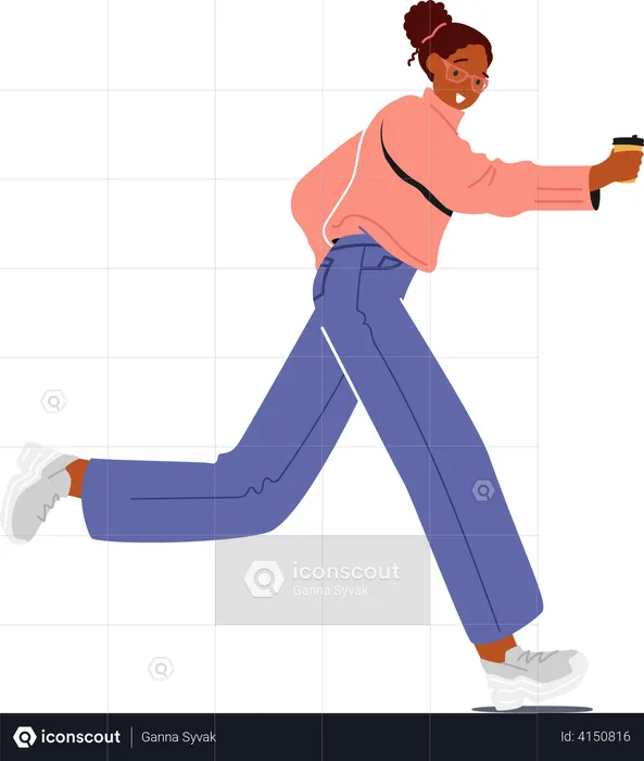 Girl running late for work  Illustration