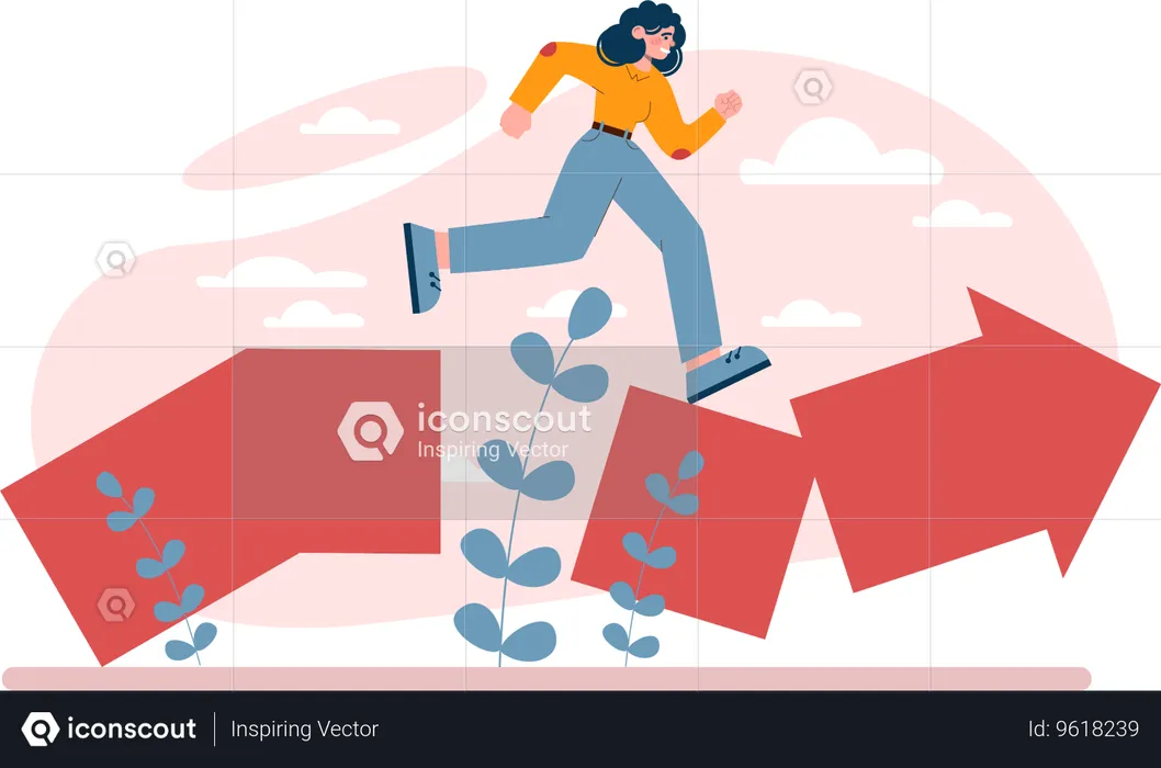 Girl running on success way  Illustration