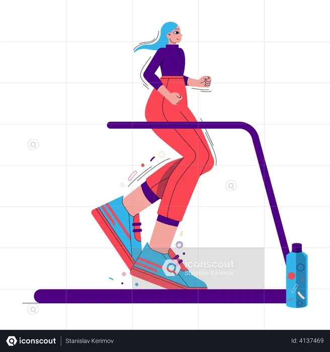 Girl running on the Treadmill  Illustration
