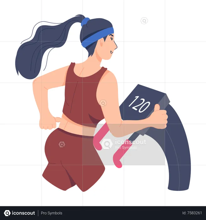 Girl Running On Treadmill  Illustration