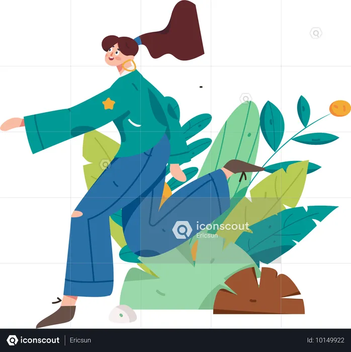 Girl running outdoor  Illustration