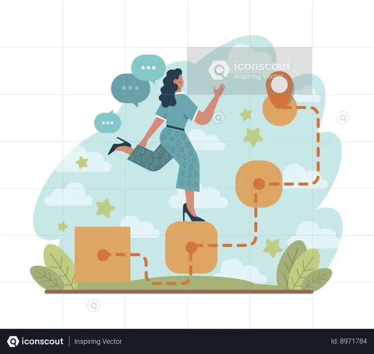Girl running with changing  Illustration