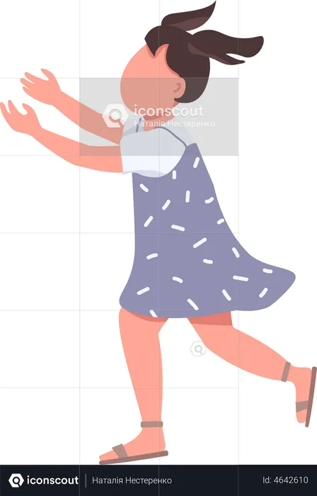 Girl running with stretched arms for hugging  Illustration