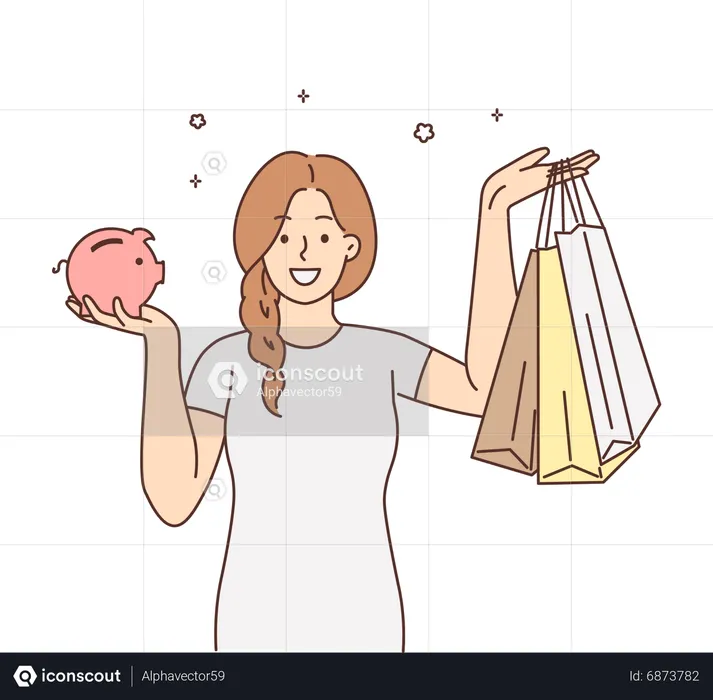 Girl saving money  Illustration
