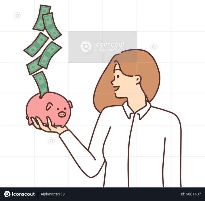 Girl saving money  Illustration