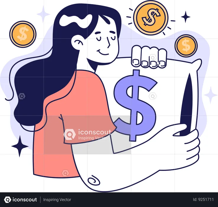 Girl saving money  Illustration