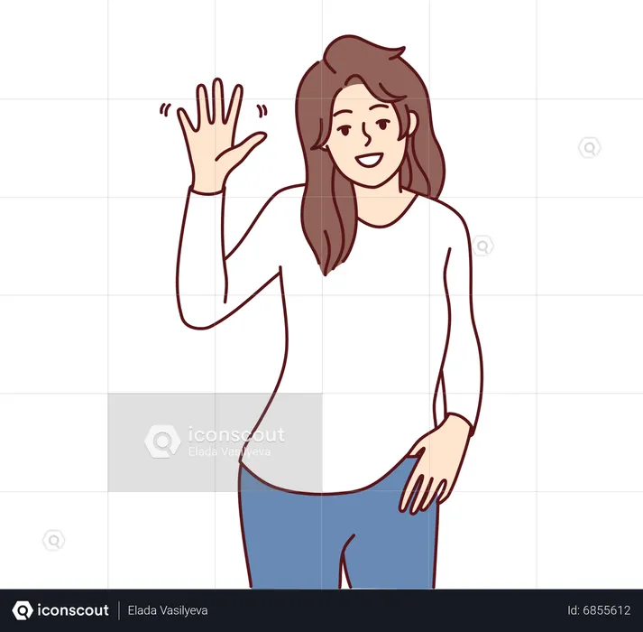 Girl saying hi  Illustration