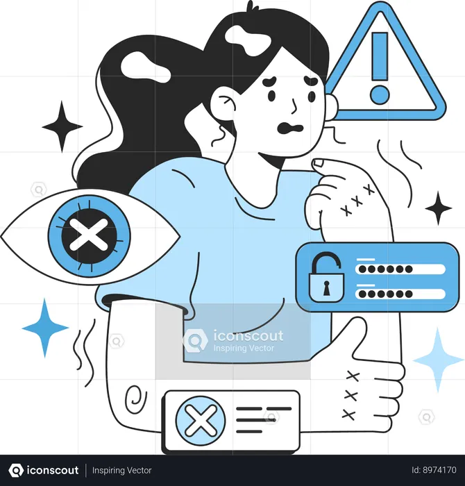 Girl scary for password alert  Illustration