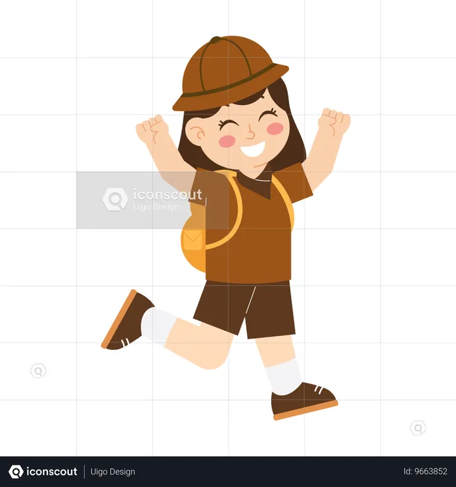 Girl scout with bag  Illustration