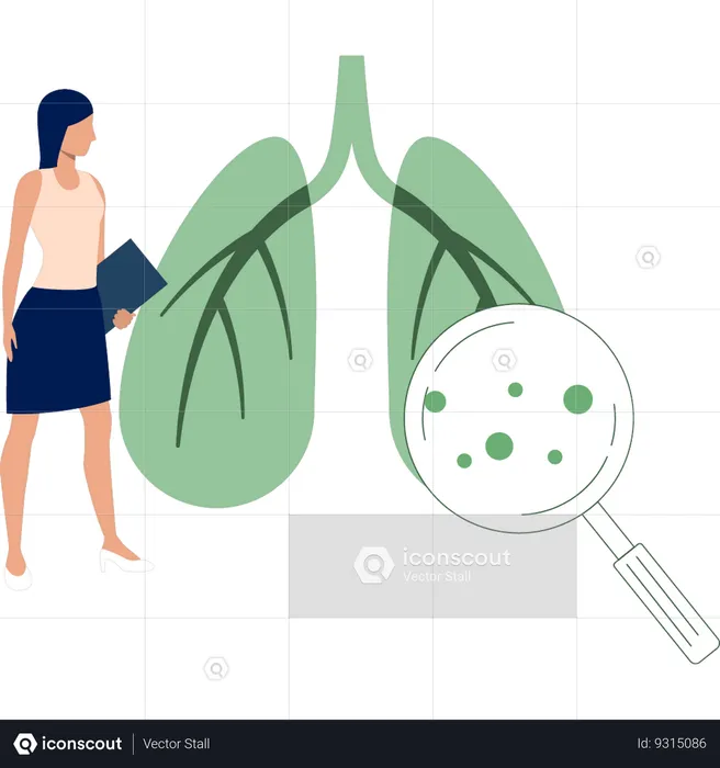 Girl searching about lungs virus  Illustration