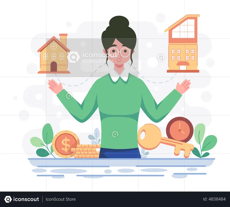 Girl searching house  Illustration