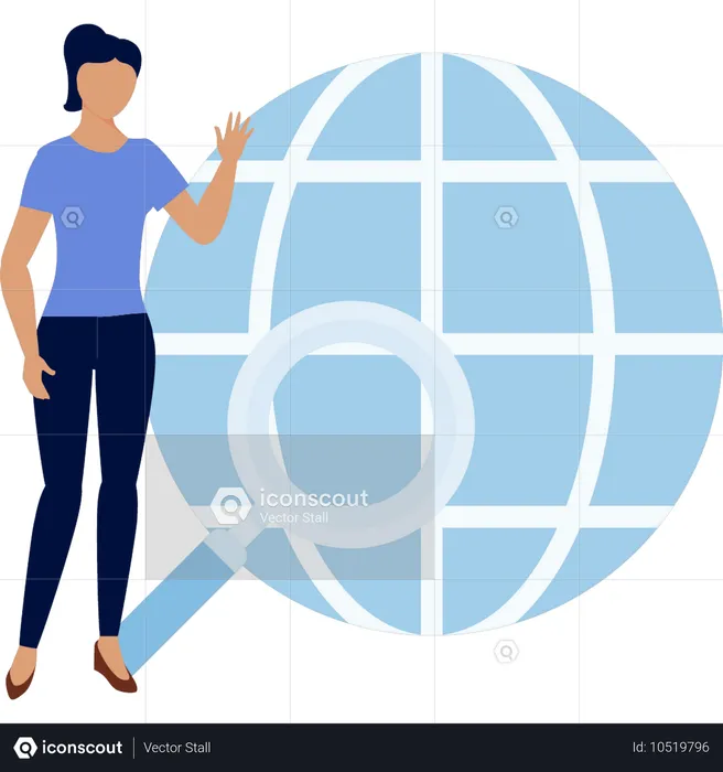 Girl searching on global website  Illustration