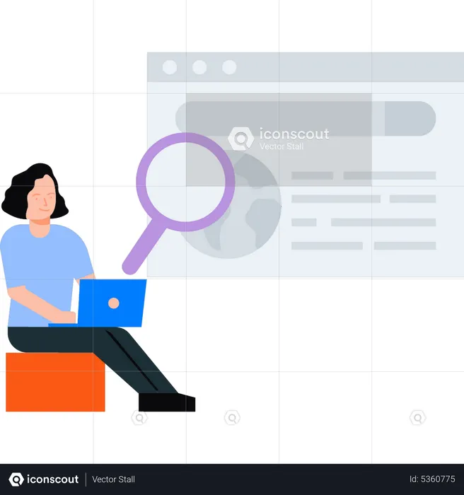 Girl searching on web page  Illustration