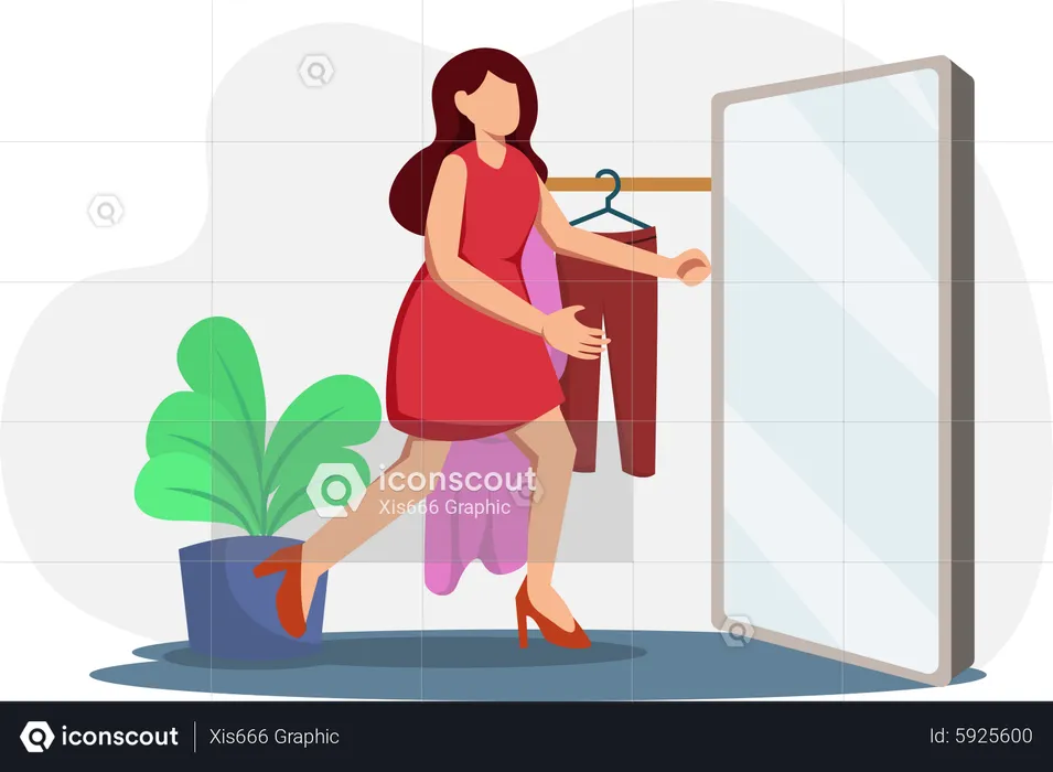 Girl selecting clothes  Illustration