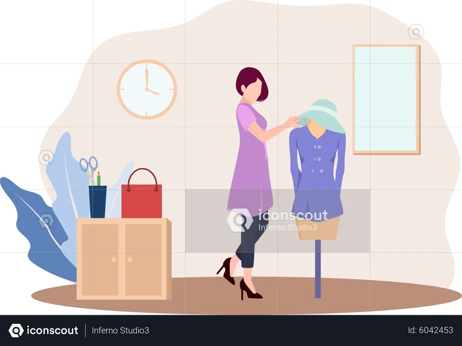 Girl selecting dress  Illustration