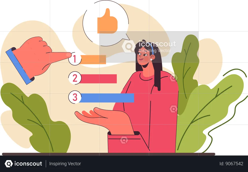 Girl selecting one decision  Illustration
