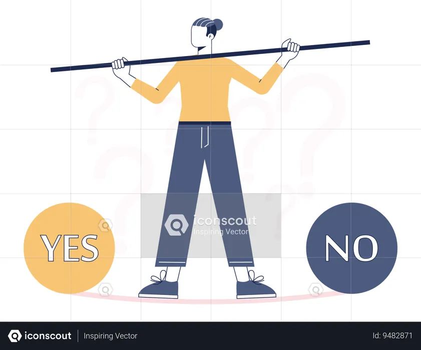 Girl selecting yes or no  Illustration