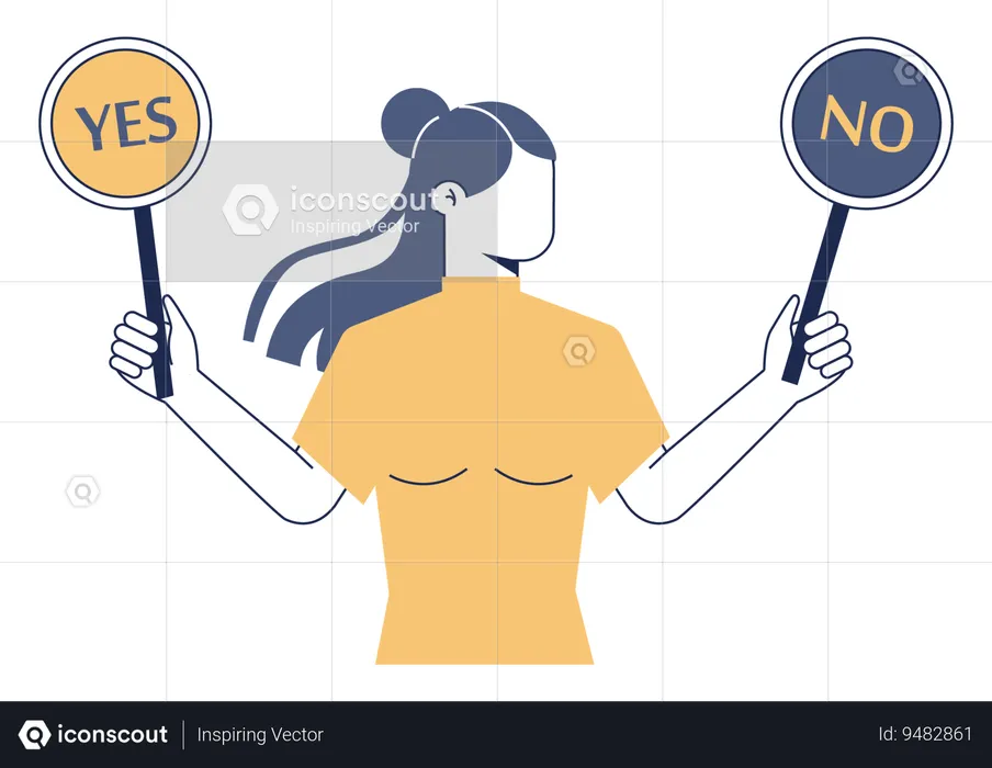 Girl selecting yes or no  Illustration