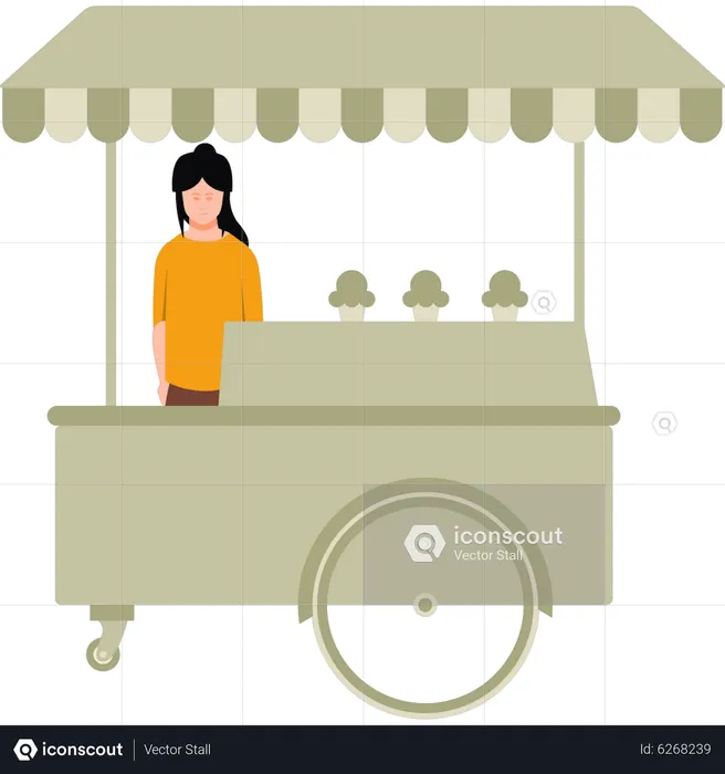Girl selling ice cream  Illustration