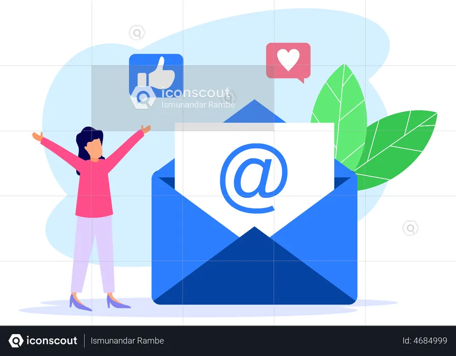 Girl sending marketing email  Illustration